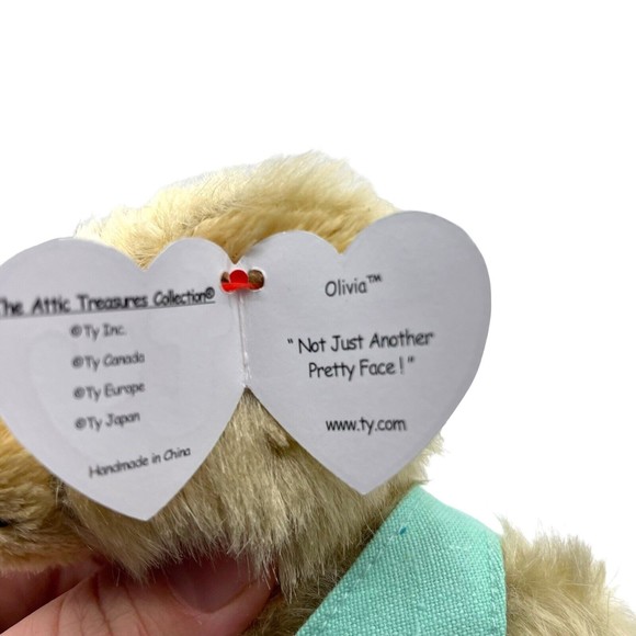 Ty Attic Treasures Collection OLIVIA Bear Blue vest Beanie Bear Jointed Posable - Picture 8 of 12